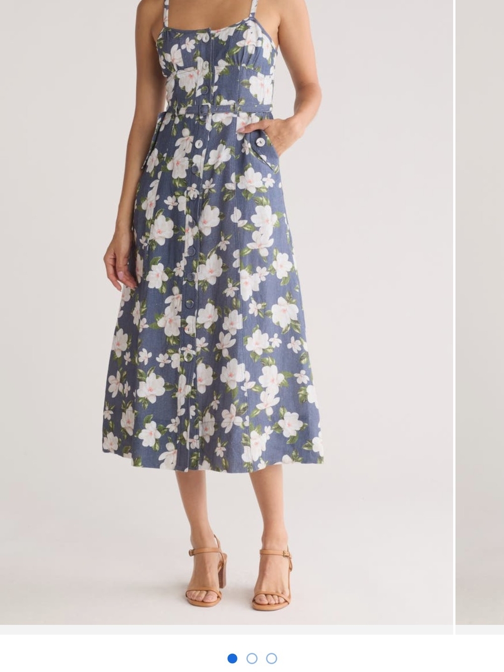 NWOT Sophie Rue Linen Floral Midi Dress